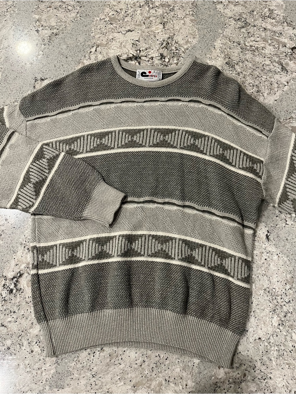 Vintage 90s Two-Tones Grey Cooper 3D Knit Sweater